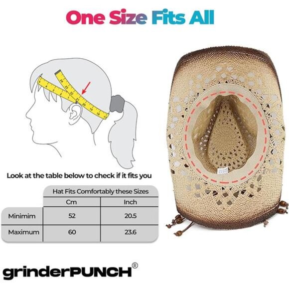 Western Outback Cowboy Hat Men's Women's Style Classic Straw Western Cowgirl Hat - Picture 5 of 7